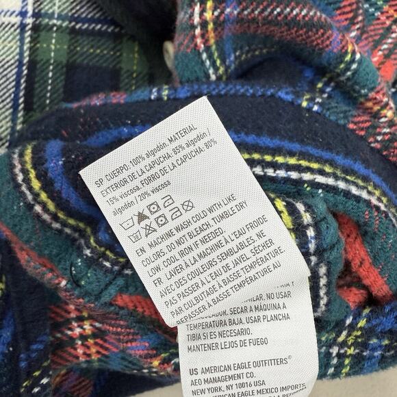 American Eagle Patchwork Button Shirt M Skater Grunge Farmcore Cabincore Rustic - Picture 9 of 13